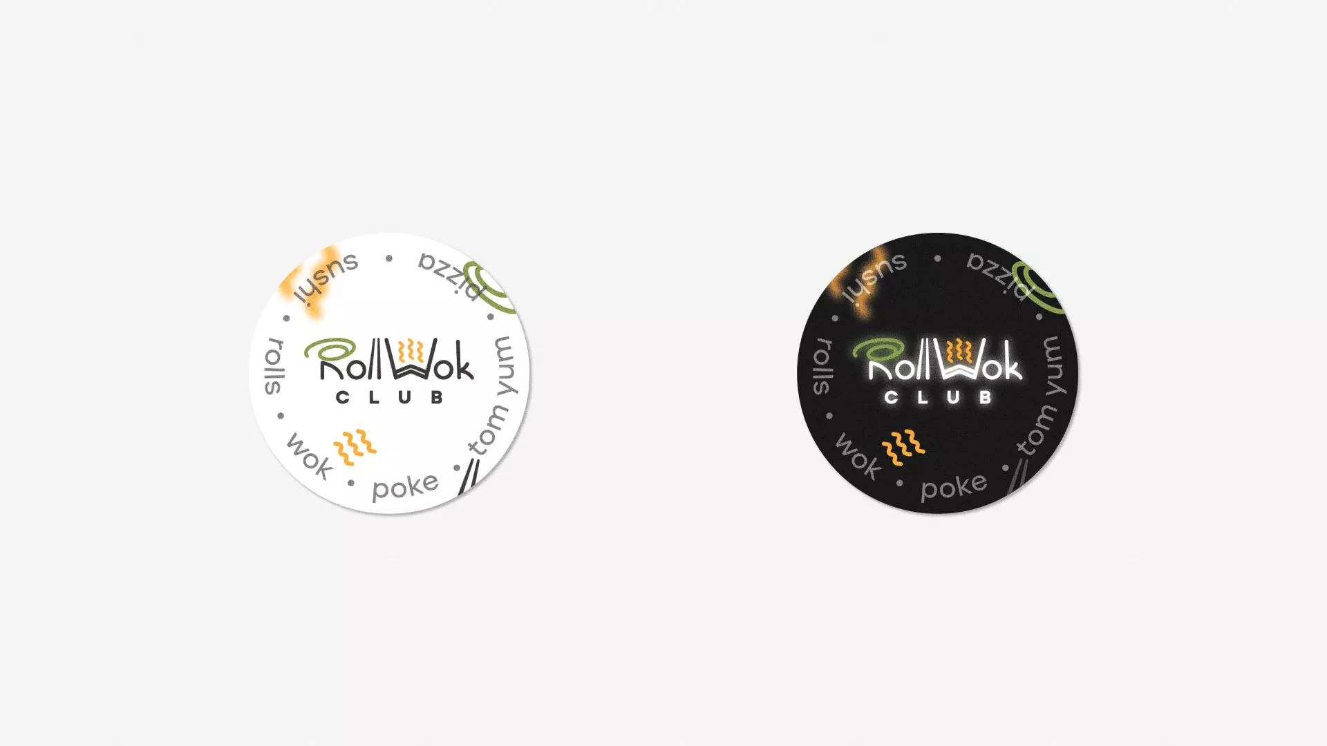 Разработка наклеек для суши-бара «Roll Wok Club» в Покровске